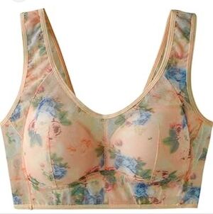 Floral Bras Breathable Mesh Bra Soft Plus Size 36E (7L) New